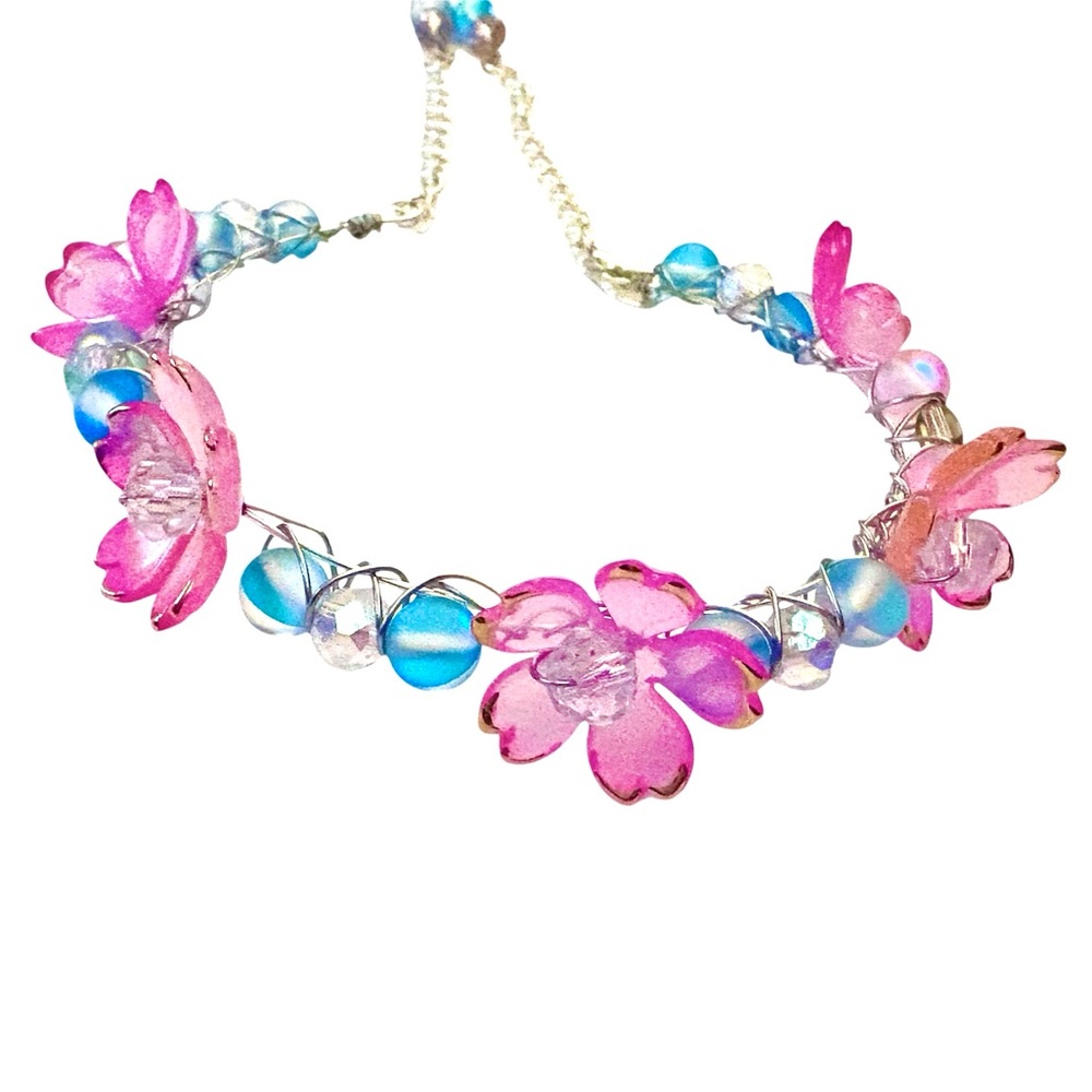 Fairy bracelet with Cotton Candy Glass Beads, Mermaid Beads and Crystals